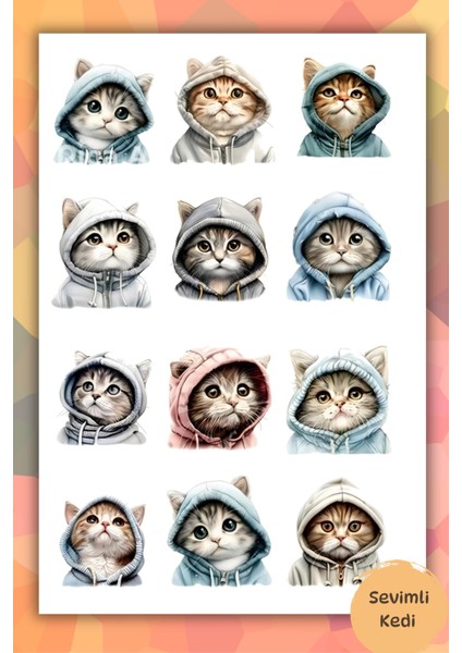 Sevimli Kedi Sticker - Planner /ajanda /bullet Journal /laptop/matara/telefon Için Uygun Etiket