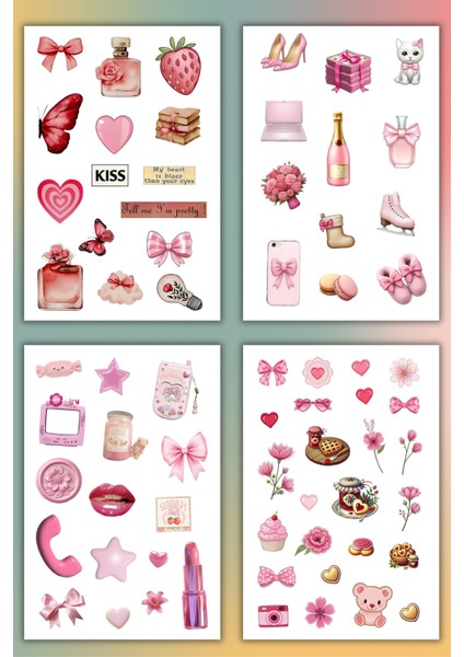 6'lı Pempe Temalı Sticker Set Sticker Set's/etiket/girl/pink Sticker/süper Set fiyatları