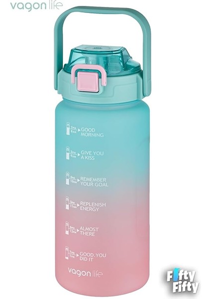 2'li Ekonomik Motivasyon Matara Seti 1500 ml Büyük Boy 4 Farklı Renk Seçeneği Fiftyfifty fırsatları