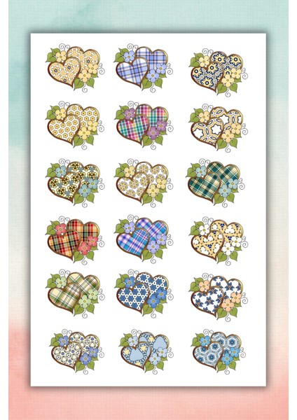 Kalp Temalı Sticker Seti Bullet Journal Ajanda Için Uygun Set