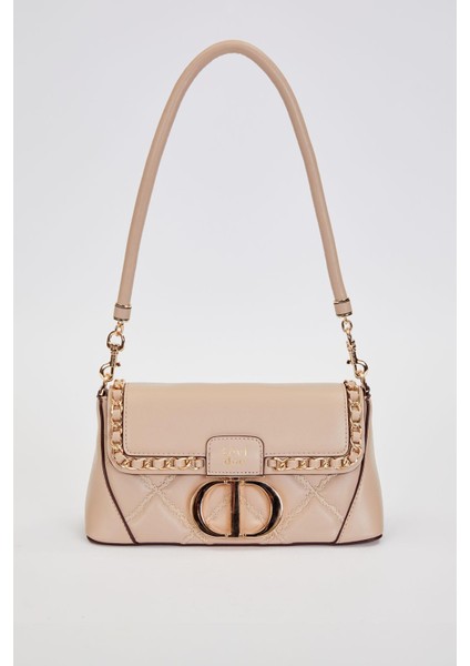 Vizon Geniş Taban Kapitone Omuz Çantası