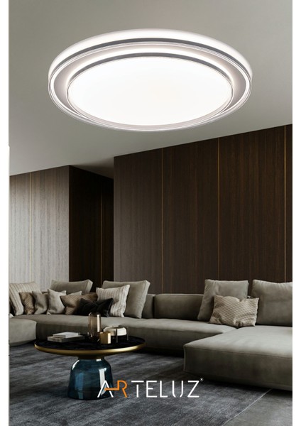 Lavinia Model Antrasit Detaylı Modern Plafonyer Avize (50 Cm, 3 Renk Işık, Kumandasız)