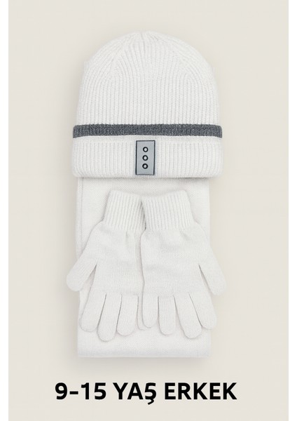 Genç Erkek 9-15 Yaş Örgü Bere Atkı Eldiven 3 'lü Takım Bej fiyatları