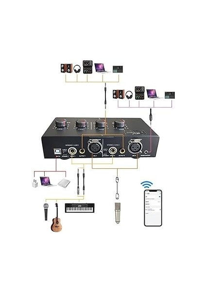 Kanal Mikrofon Amplifikatörü USB 5V Dc Dinamik Kondenser Mic Gitar Için 48V Fantom Güç Amplifikatörü fırsatları