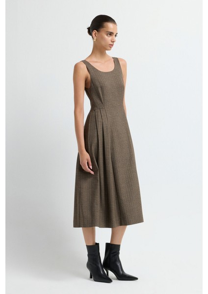 Askılı Midi Elbise Kahve 12444524002