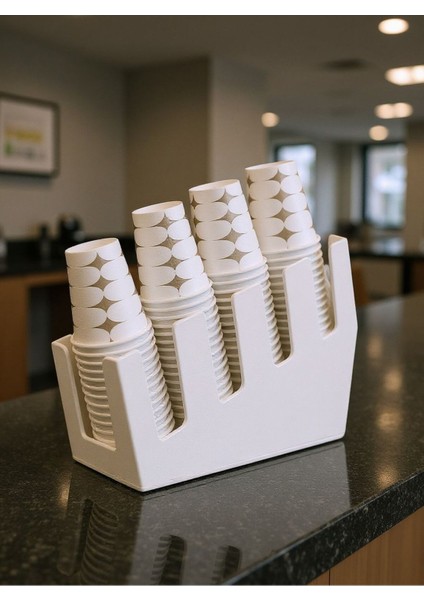 4 Bölmeli Kademeli Karton Bardak Standı - 8 Oz Bardak Uyumlu Pleksi modelleri