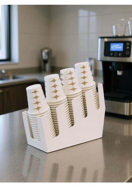 4 Bölmeli Kademeli Karton Bardak Standı - 8 Oz Bardak Uyumlu Pleksi fırsatları