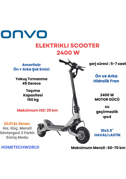2400W Elektrikli Scooter Rx-05 Gri - Siyah fiyatları