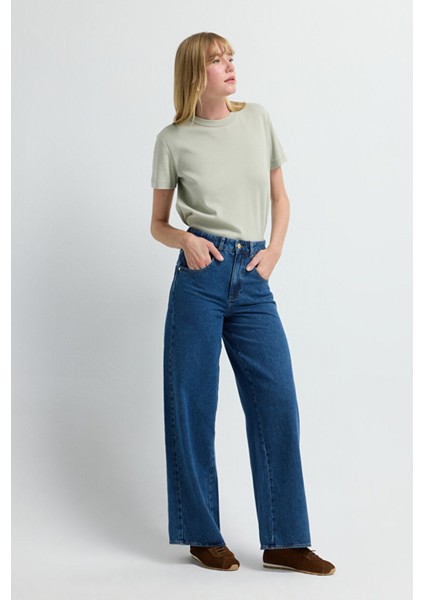 Bol Paça Denim Pantolon Lacivert 15346044000 modelleri