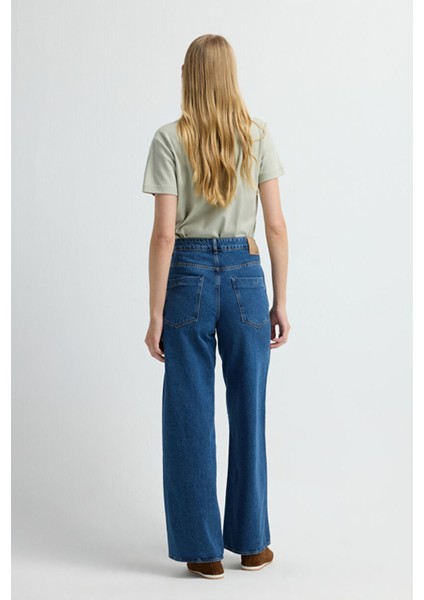 Bol Paça Denim Pantolon Lacivert 15346044000 fırsatları