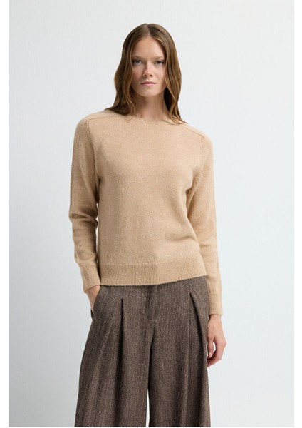 Bisiklet Yaka Triko Kazak Bej 13945645000