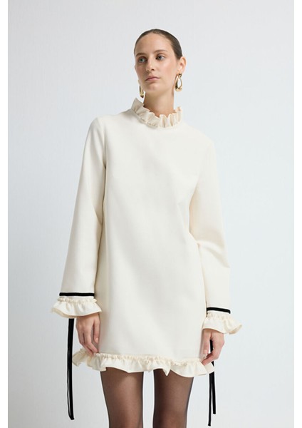 Gabardin Bağlamalı Elbise Vanilya 12445933000 fiyatları