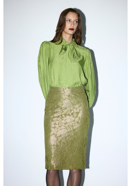 Büzgülü Bluz Yesil 11545981000