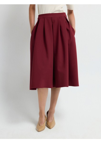 Pileli Midi Etek Bordo 12742610008 modelleri