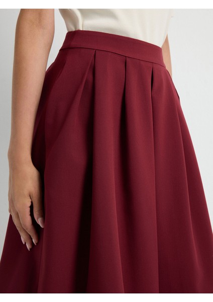 Pileli Midi Etek Bordo 12742610008 indirimleri