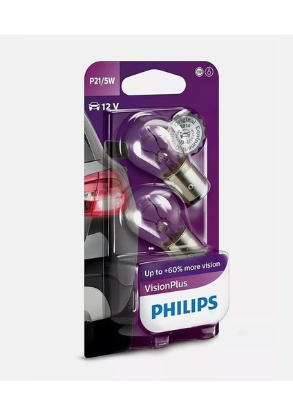 P21/5W,%60 Daha Fazla Görüş, Visionplus 12V Otomobil Ampulü, 2'li Paket