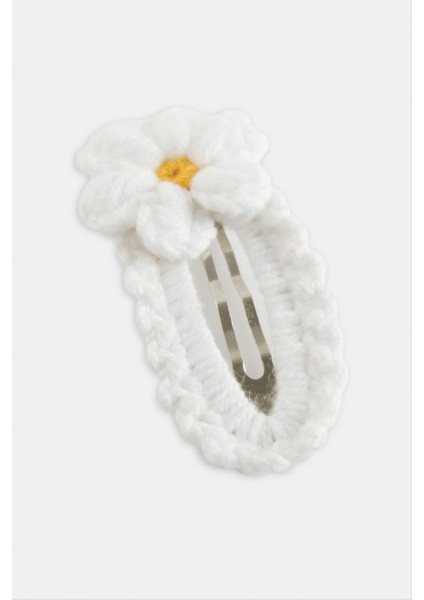 El Yapımı Papatya Işlemeli Örgülü Çıtçıtlı Tokac