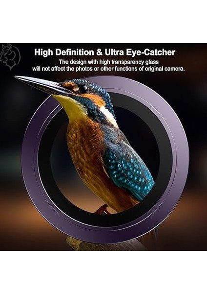 Uruchı iPhone 17 Pro / 17 Pro Max / 16 Pro/16 Pmax / 15P/15PM / 14P/14PM Safir Premıum Kamera Lens Koruyucu, [orijinal Tasarım] Çizilmez 9h Temperli Cam Kamera Ekran Koruyucu, Metal Lens, Mor indirimleri