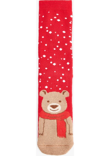 Yılbaşı Temalı Pamuklu Soket Havlu Çorap