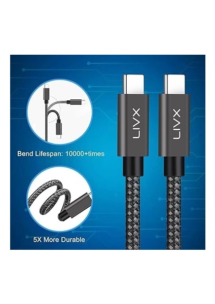 Solid 100W 5A Type C To Type C 2 Metre Hızlı Şarj ve Data Kablosu Halat Örgülü Space Gray modelleri