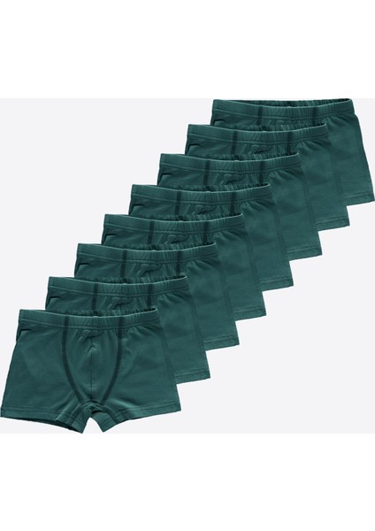 Erkek Çocuk Yeşil 8'li Pamuk Elastan Boxer 8M209