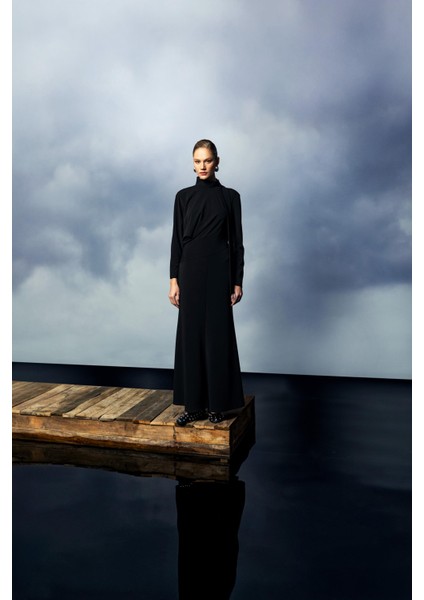 Drapeli Uzun Elbise 26W40859 modelleri