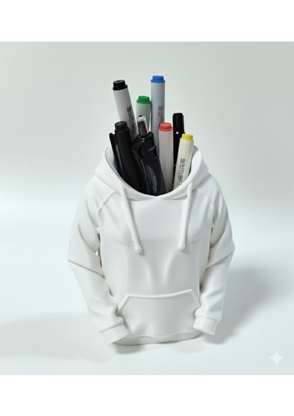 3D Kırmızı Kapüşonlu Sweatshirt Tasarımlı Kalemlik | Masaüstü Organizer | Dekoratif Kalem Standı