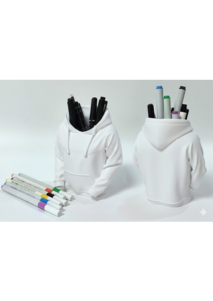3D Kırmızı Kapüşonlu Sweatshirt Tasarımlı Kalemlik | Masaüstü Organizer | Dekoratif Kalem Standı fiyatları