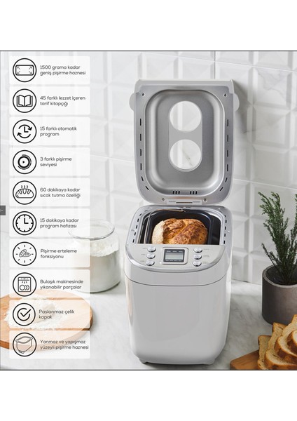 45 Farklı Tarif Kitabı ile 15 Programlı Zaman Ayarlı Inox Paslanmaz Gövdeli Tam Otomatik Ekmek & Reçel Yapma , Hamur Yoğurma Makinesi + Hassas Mutfak Tartısı fiyatları