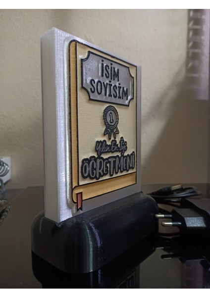 Öğretmene Hediyelik Isimli Dekoratif LED Lamba M6 - Kablolu Adaptörlü - Günışığı LED Işıklı fırsatları