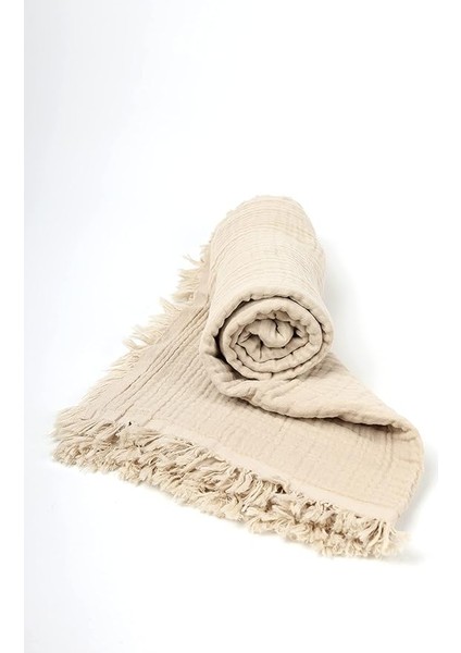 Müslin Bebek Battaniyesi, Erkek & Kız Bebekler Için Nefes Alabilen Cilt Dostu Bebek ve Çocuk Battaniyesi, UNISEX,%100 Pamuk, 4 Katlı Organik Bebek Battaniyesi 110”X 110” (Bej)