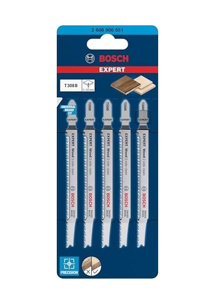 Professional 5x Expert ‘ 2- Clean’ T 308 B Dekupaj Testere Bıçakları (Sert Ahşap Mobilya Levhası, Kontrplak, Uzunluk 117 Mm, Aksesuar Dekupaj Testeresi) fiyatları