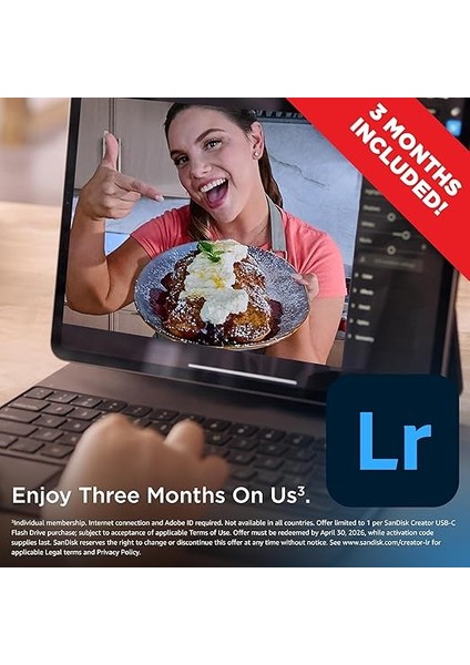 Creator Usb-C Flash Drive 256 GB (Bilgisayarlar, Tabletler ve Akıllı Telefonlar Için, USB Type-C, 400 Mb/s'ye Kadar, Otomatik Yedekleme, 3 Ay Adobe Lightroom Dahil) indirimleri