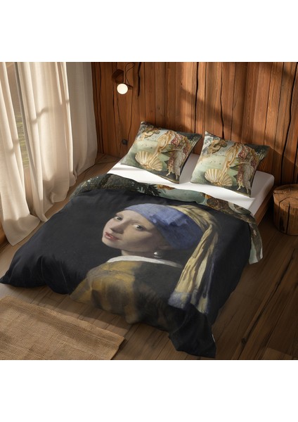 Inci Küpeli Kız & Venüs'ün Doğuşu Çift Taraflı Nevresim Takımı - 200 cm x 220 cm