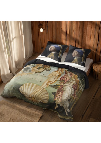 Inci Küpeli Kız & Venüs'ün Doğuşu Çift Taraflı Nevresim Takımı - 200 cm x 220 cm