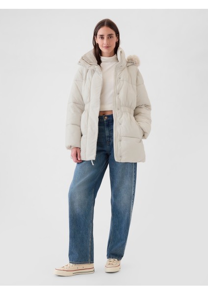 Kadın Kırık Beyaz PrimaLoft® P.U.R.E.™ Big Puff Şişme Mont