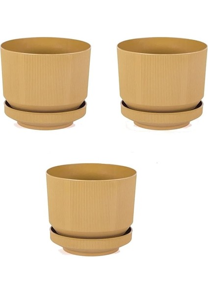 Plastik Tabaklı Saksı 3 Adet Hardal, 1,7lt