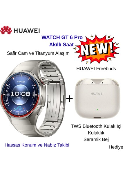 Huaweı Watch Gt 6 Pro Akıllı Saat +Huawei Freebuds Tws Bluetooth Kulak Içi Kulaklık fiyatları