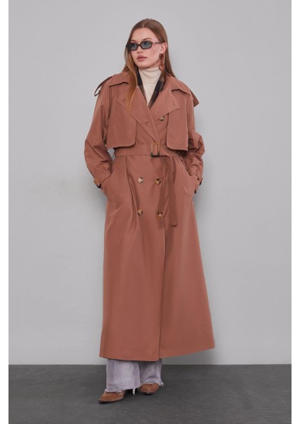 Kahve Kol Kemerli Trençkot
