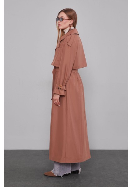 Kahve Kol Kemerli Trençkot