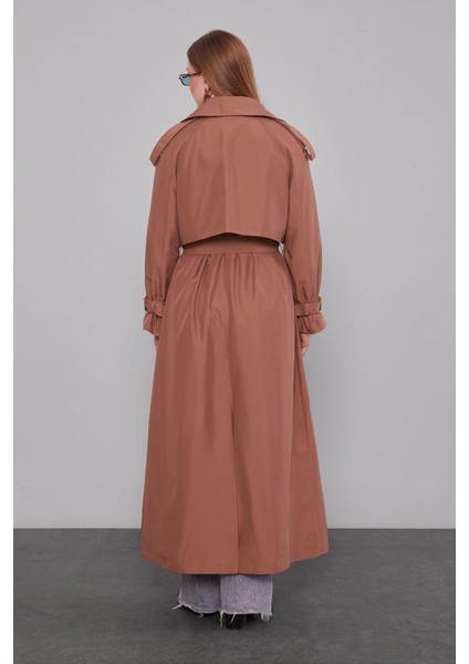 Kahve Kol Kemerli Trençkot