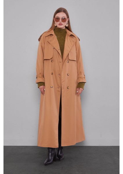 Camel Kol Kemerli Trençkot