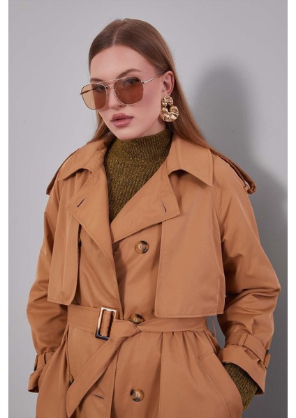 Camel Kol Kemerli Trençkot