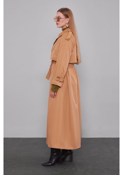 Camel Kol Kemerli Trençkot