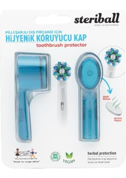 Sterıball Şarjlı ve Pilli Diş Fırçaları Için Hijyenik Diş Fırçası Koruma Kabı-2&apos;li Mavi