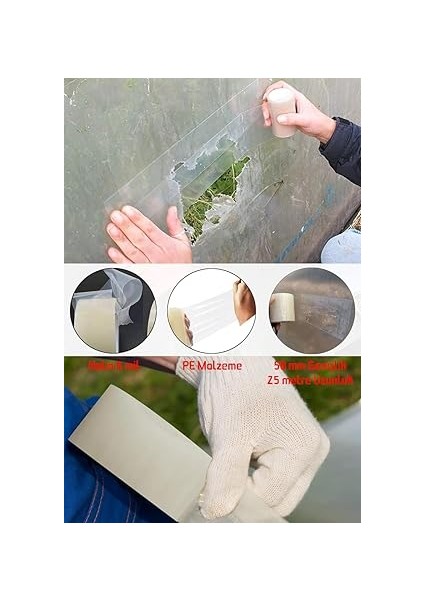 Sera Bandı Sera Naylonu Tamir Bandı Uv Dayanıklı Yüksek Yapışkan Pe Greenhouse Tape 50MM x 25 Metre fırsatları