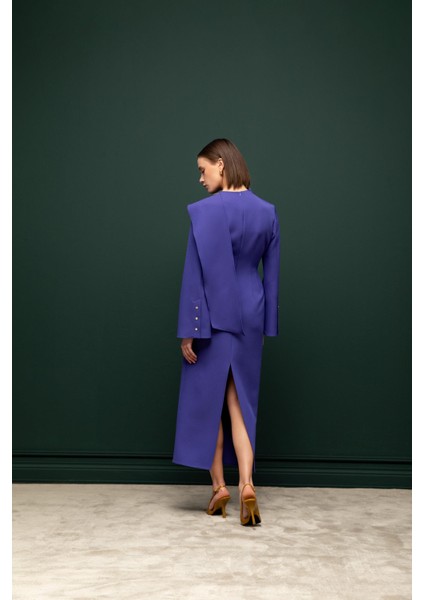 Asimetrik Yaka Midi Elbise 26W40850