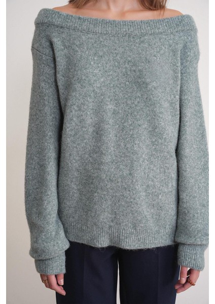 69633 Kadın Kayık Yaka Yün Karışımlı Premium Triko Kazak Çağla fırsatları