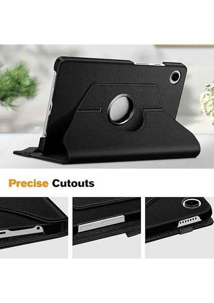 Samsung Galaxy Tab A9 Plus X210 Yatay ve Dikey Standlı 360 Derece Döner Tablet Kılıfı Siyah indirimleri