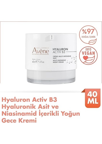 Activ B3 Hyaluronik Asit ve Niasinamid Içerikli Yoğun Gece Kremi 40 ml fiyatları